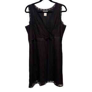 Ulla Popken Womens Black Lace Sleeveless Dress Size 20/22 V-Neck Evening Wear